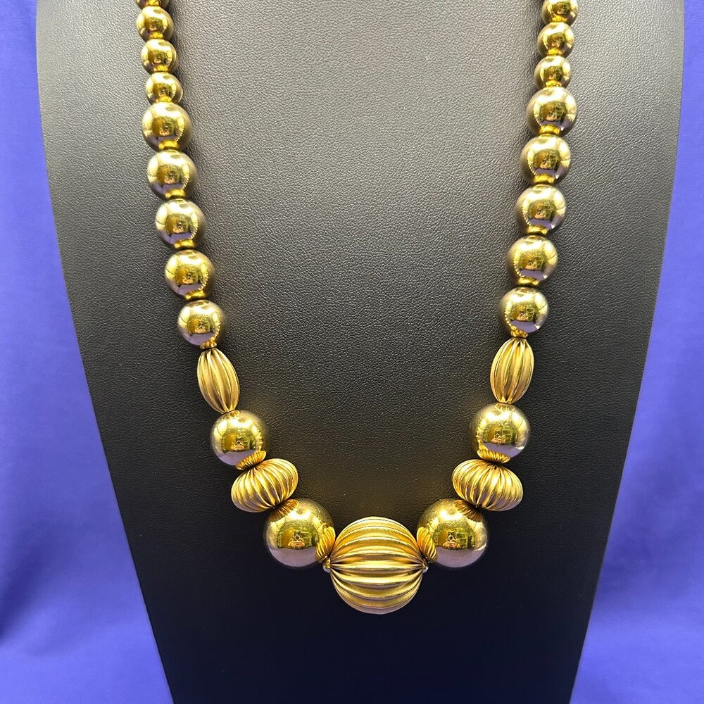 VTG Napier Chunky Gold-Tone Bead Necklace 1980s - Picture 5 of 14